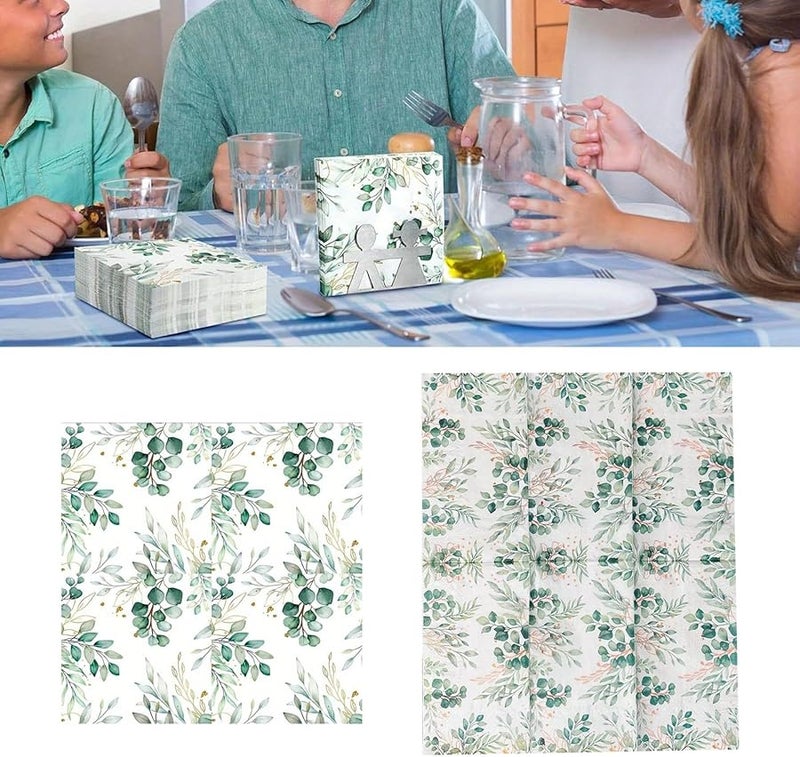 مناديل ورقية خضراء قابلة للتخلص من الأوكالبتوس ناعمة وآمنة لتناول الطعام والفعاليات والسفر - Image 2